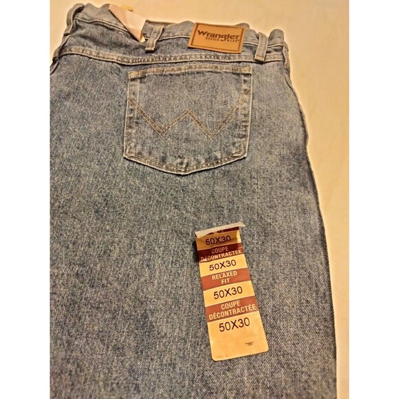 Wrangler Men's Big Size Blue Jeans Size 50X30 Straight Leg - Picture 2 of 3